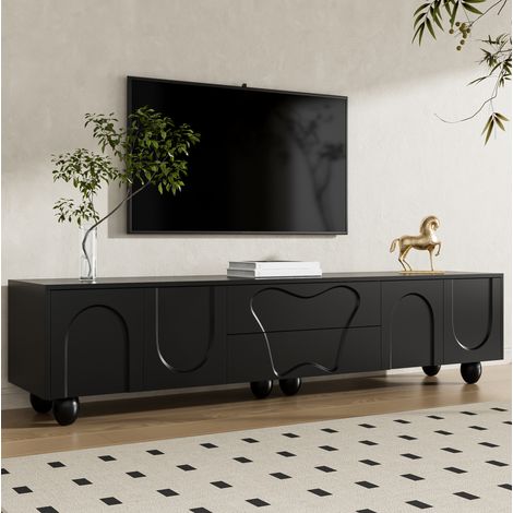 mobile credenza 180 cm tv cassetti legno nero moderno HAVRYA (1/5)