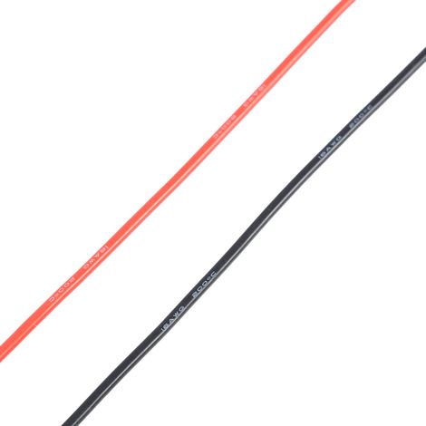 Câble souple en silicone 16AWG 2m, fil de cuivre étamé multibrins (1 mètre rouge, 1 mètre noir) (1/5)