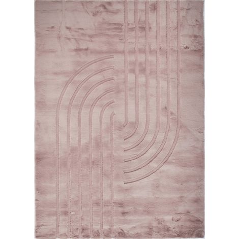 Tapis rose géométrique doux antidérapant lavable - 80 x 150 cm (1/5)