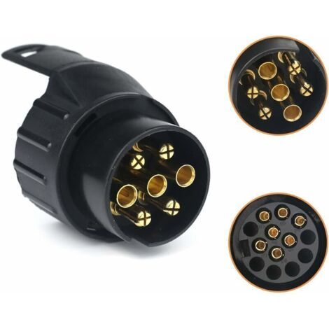 QORVA
-7/13 Adaptateur Prise Remorque 7 vers 13 Broches Connecteur Fiche Attelage 7 Pole a 13 Pin pour Remorque de Voiture, Tracteur, Caravane, Porte-vélo..