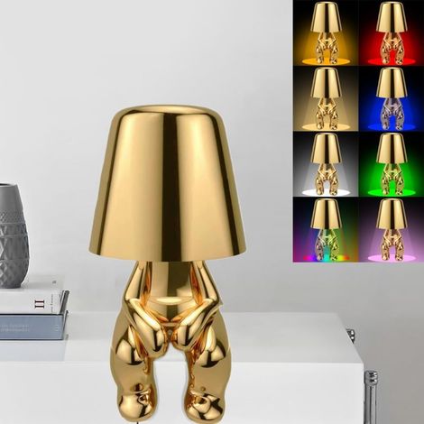Tischlampe „Goldener Mann“, Nachtlicht, Kunstdekoration (Skulptur)
