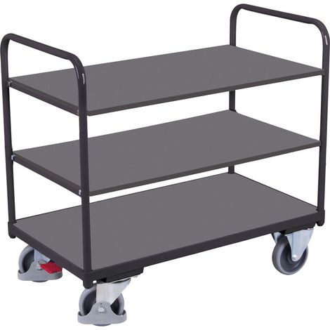VARIOfit Etagenwagen, niedrig mit 3 Ladeflächen 1200x800mm Anthrazitgrau RAL 7016