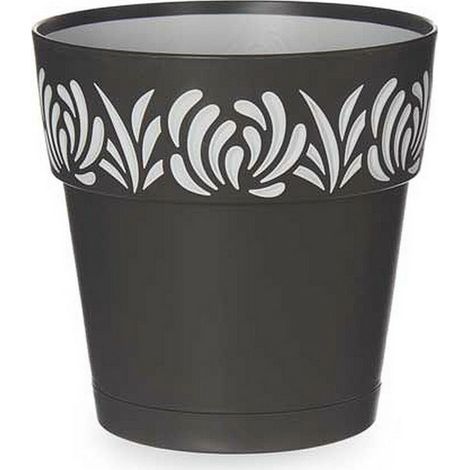 Vaso da Giardino Tondo Opera Gaia Grafite e Grigio 15 x 15 cm Stefanplast (1/2)