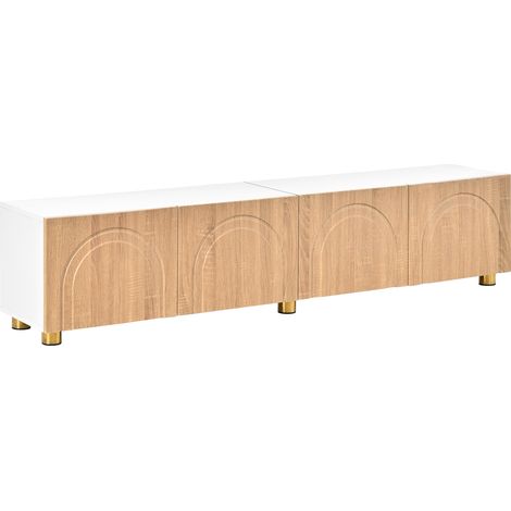 Meuble TV à relief incurvé, 4 portes, pieds en métal, meuble TV bas moderne (1/5)