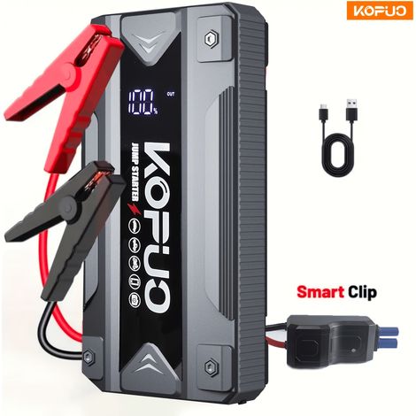 Booster Batterie Voiture 3000A/5000A – LCD, Charge Rapide. Pour 9L Gas/8L Diesel. Modèle (Noir) (1/5)