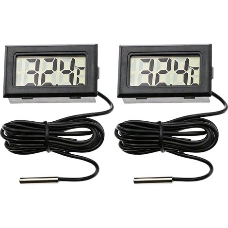 Lot de 2 thermomètres numériques LCD pour aquarium, avec sonde extérieure, pour reptiles, serres, voitures, aquariums, appartements, bureaux, incubateurs (1/5)
