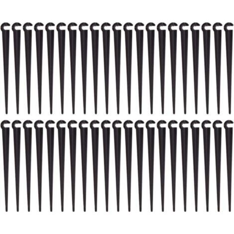 Piquets de support pour tuyau d'irrigation – Lot de 100 – Plastique PE – Longueur 11 cm – Compatible tubes 4/7 mm (1/5)