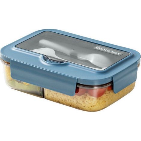 Lunch Box Micro Ondable, 1400Ml Boite Repas avec 3 Compartiments et Couverts, Boite à Lunch pour Pique-Nique