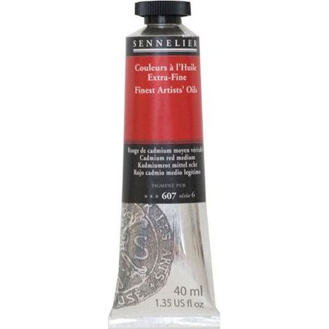 Couleurs à l'huile - Sennelier - Rouge cadmium moyen - 40ml - Pigments naturels - Finition satinée