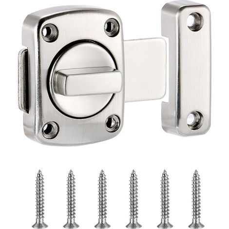 Verrou de sécurité pour porte de salle de bain, fenêtre et armoire, verrou de sécurité à charnières, verrou de toilettes, verrou en alliage de zinc (argenté)