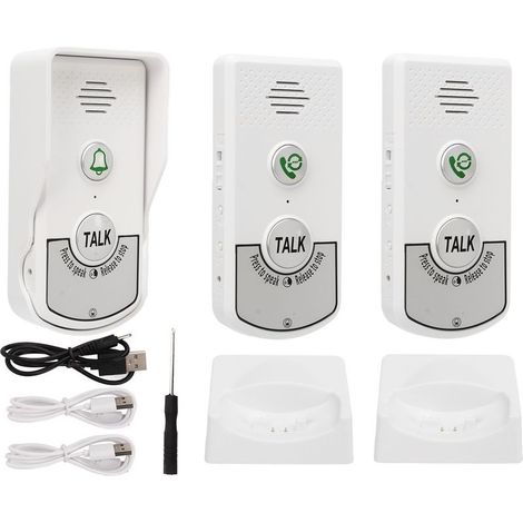 Sonnette d'interphone sans fil, excellente puce, Distance de 1000m, interphone vocal blanc Intelligent, pour maisons et usines (1/5)