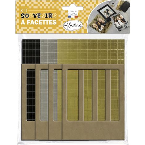 Kit Cadres Photo à Décorer Mosaique Effet Miroir Carrés Adhésifs Boule à Facettes Formes en Bois Peinture Loisirs Créatifs Doré (1/5)