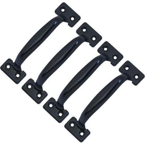 Lot de 4 poignées de porte de grange rétro pour armoires de cuisine, distance entre les trous : 82 mm, fer noir (1/5)