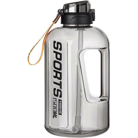 Gourde extérieure de 1500 ml ou 2200 ml avec paille, idéale pour le sport, la randonnée et le camping. Fabriquée en Tritan sans BPA.