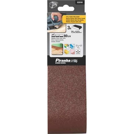 Nastri 75x533 mm Grana 80 per levigatrici a nastro Black and decker X33191-XJ