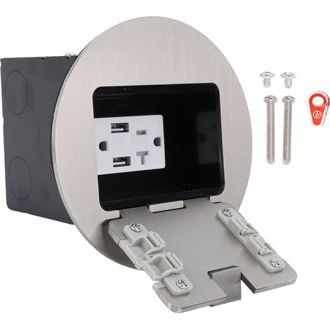 Prise encastrée au sol 2500W 20A 2 prises et ports USB prise électrique PC en acier inoxydable (1/5)