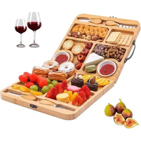 Plateau de service en bois pour le pain et les aliments, convenant aux fruits, desserts, en-cas et tables de cuisine.-AquaForge (1/2)