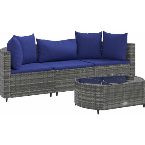 Maison Exclusive - 4-tlg. Garten-Sofagarnitur mit Kissen Grau Pol