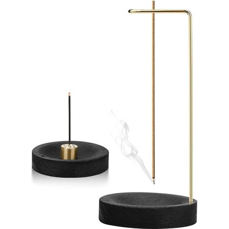 Porte Encens 2 en 1, Support Encens 9 Trous, Support en Bois de Noyer pour Bâtons d'Encens, Brûleur d'encens Inversé pour Bureau à Domicile, Yoga, Méditation (1/5)