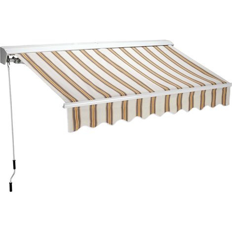 Tenda da Sole Semicassonata 200x300 cm Tessuto in Poliestere Riga Beige