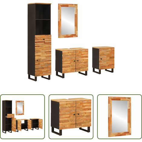 Holz Badezimmer - Badezimmer Sets mit Schubladen mit Regal Natur Massivholz Mango (1/5)