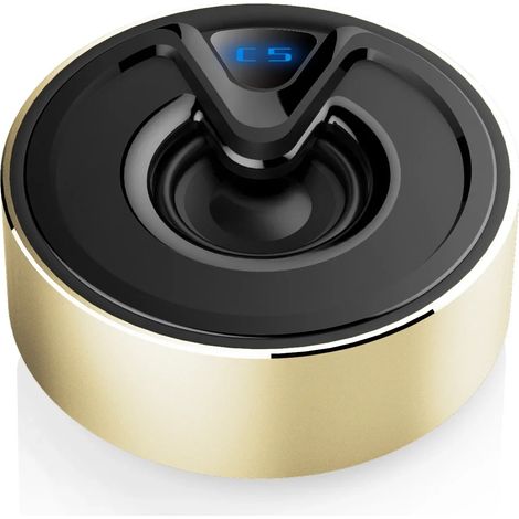 Mini enceinte Bluetooth (dorée), portable, en métal, puissante avec basses profondes, compatible TWS (1/3)