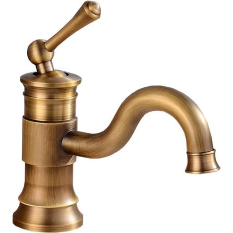 Robinet de salle de bain en laiton avec mitigeur vintage, mitigeur bain eau chaude/eau froide sur plage, 19 cm-Crezuo