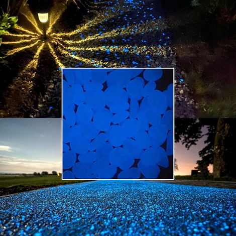 Sassi luminosi di resina fotoluminescente colore Blu Sky per arredo - 50/100 pezzi Numero Pezzi - 100 sassolini