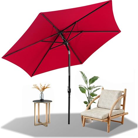 Wolketon Parasol Ø270 cm, ombrellone da giardino, inclinabile, telo con rivestimento PA, protezione UV fino a UPF 50+, senza base, rosso