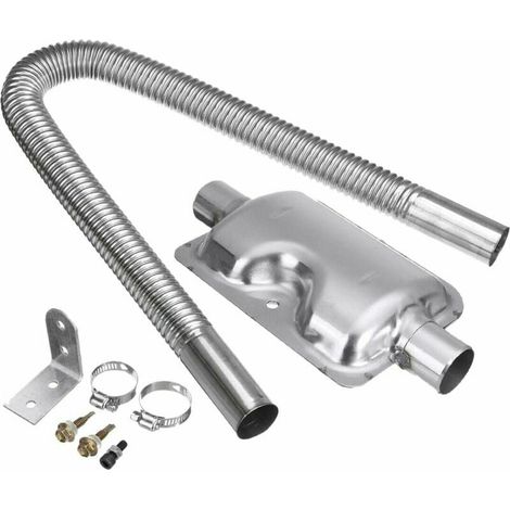 Tubo de escape de acero inoxidable de 60 cm para calentador de aire de motor de petróleo crudo y kit de silenciador de 24 mm para accesorios de calefacción de automóvil. (1/5)