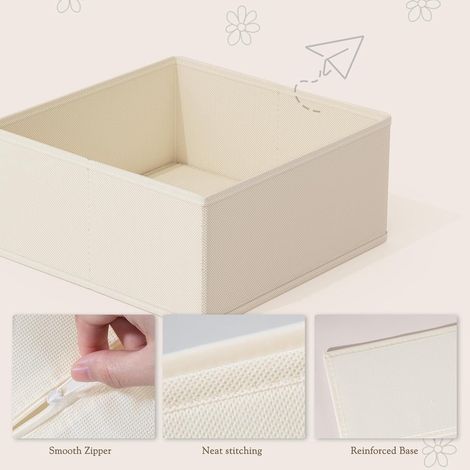 Set di organizer per cassetti per vestiti da bambino – Scatole pieghevoli per riporre biancheria intima e calzini – Beige - 141412CM4+281412CM2+282812CM2 (1/5)