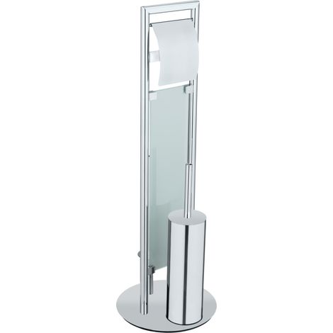 WENKO Set WC Sulmona in acciaio inossidabile, spazzolino WC con testa in silicone, argento lucido, acciaio inossidabile resistente alla ruggine lucido, polipropilene nero (1/5)