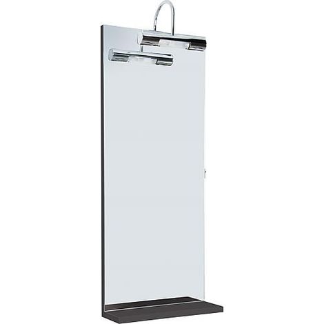 Miroir ELYP avec éclairage + Tablettes anthracite Brillant, 350x900mm 350x900mm (1/5)