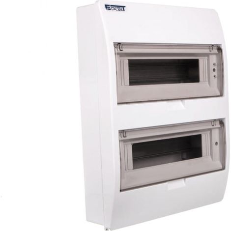 Quadro di distribuzione modulare 2x12 per montaggio superficiale IP40 con sportello antifumo, sbarra collettiva N+PE S-24+vetro+N+PE 800601 ENE-00354