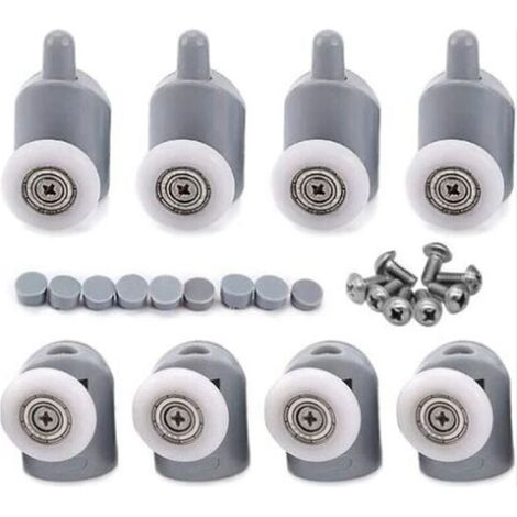 RHG 8pcs Porte de Douche Galet Ajustables Dual Rouleau Roulettes Cabine de Douche pour Salle de Bain 25mm 5 Supérieures et 5 Inférieure