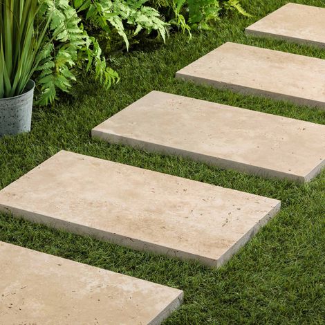 Pas japonais Rectangle Travertin Beige Clair 61x33x3 cm (à l'unité) - RO'MA NATURE