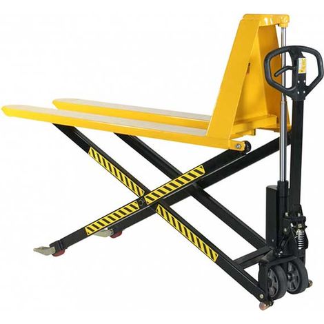 Transpallet manuale ad alto sollevamento con forche lunghe 2000x520 mm - Sollevamento 800 mm - Capacità 1 t - Colore giallo - 1830043016