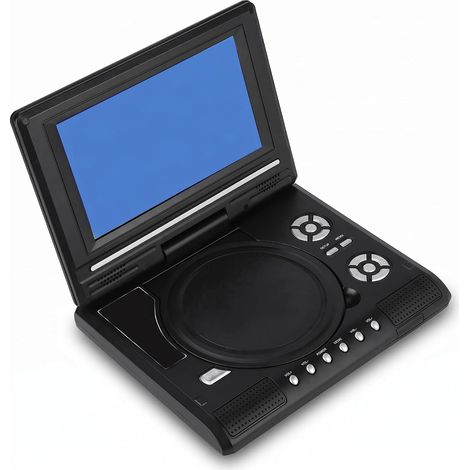 Lecteur de DVD Portable 7 ", Mini HD pivotant Écran 16: 9 de Voiture, Film CD CD TV/Fonction de Jeu Grande mémoire avec Batterie Rechargeable pour Voiture/Maison/extérieur/Voyage (1/5)