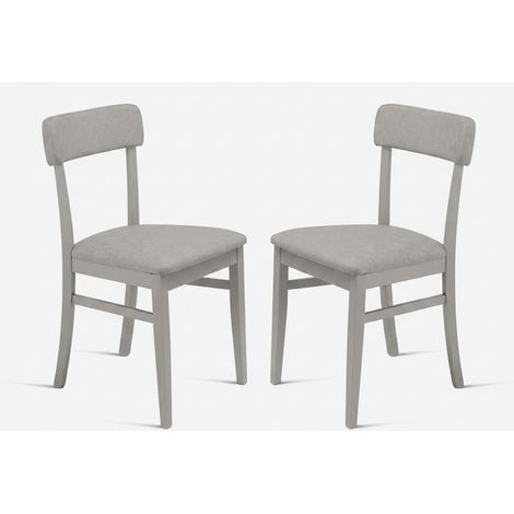 Set de 2 chaises rembourrées en bois et éco-cuir Lipsia - Blanc (1/5)