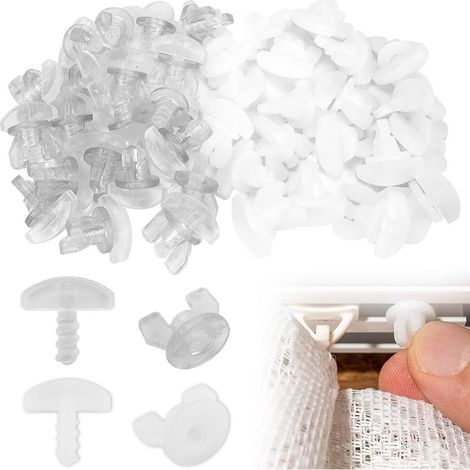 Lot de 40 Bloqueurs de Rideaux Universels en Plastique Rigide Blanc Transparent pour Système de Rail avec Rails Intérieurs,Bloqueur de Rail de Rideau, Arrêtoir Rail de Rideau, Arrêts Intermédiaires (1/5)