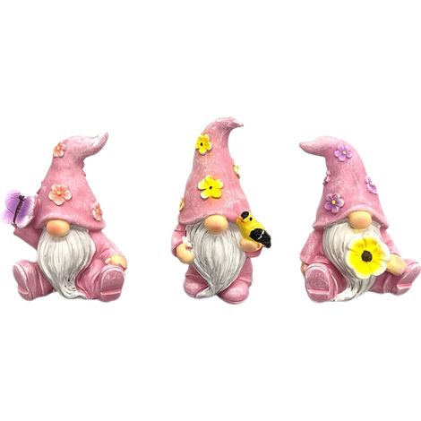 Gnome - Resin - Indoor Outdoor Easter Decor - Spring Table Centerpiece - Set Of 3 - 17.3 Cm (1/4)