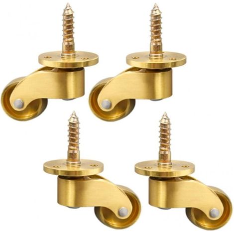 Ensemble de 4 roulettes universelles en laiton massif, roues de meubles pivotantes à 360 degrés, roulettes de meubles 22x57mm (diamètre hauteur) (1/5)