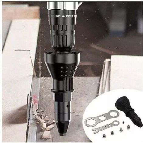 Pince à riveter électrique pour perceuse sans fil électrique riveteuse riveteuse adaptateur pistolet à riveter sans fil kit d\'outils de rivetage adaptateur de perceuse accessoire (1/3)
