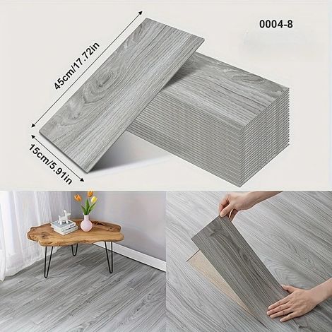 (Style 10, 10 pièces) Stickers de sol 3D auto-adhésifs, papier peint épais imitation bois, imperméables et résistants à l'usure (1/3)