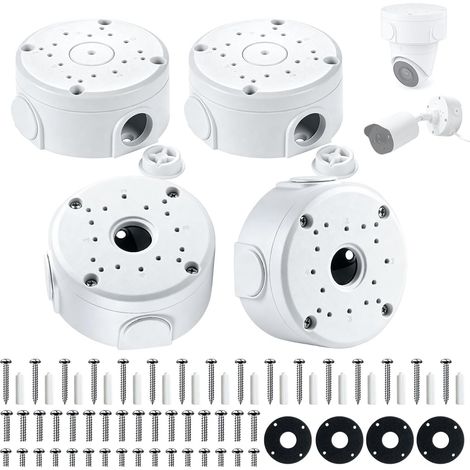 Lot de 4 Boîtes de Jonction pour Caméra en Aluminium, Boîte de Montage Hémisphérique Étanche pour Caméras de Surveillance, Support Universel pour Caméras Dôme et Bullet, Intérieur et Extérieur (1/5)