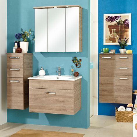 Badezimmer Kombination OSTENDE-66 in Sanremo Eiche B/H/T: 195/200/44,5cm (1/5)