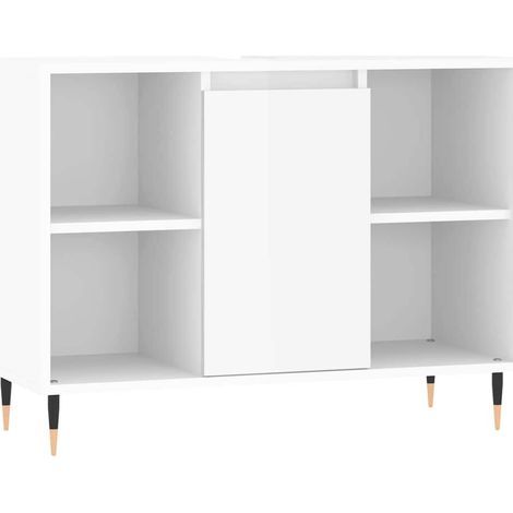 Maison Exclusive - Badschrank Hochglanz-Weiß 80x33x60 cm Holzwerk