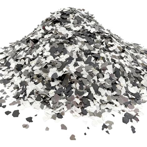 Revêtement de sol décoratif en flocons de peinture époxy 500 g, flocons de peinture époxy, pour revêtements de sol en béton, peinture murale, garage, salon, projets de bricolage (blanc, noir, gris) (1/5)
