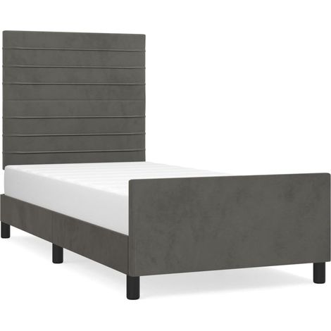 Maison Exclusive - Cadre de lit sans matelas gris foncé 90x190 cm velours (1/5)