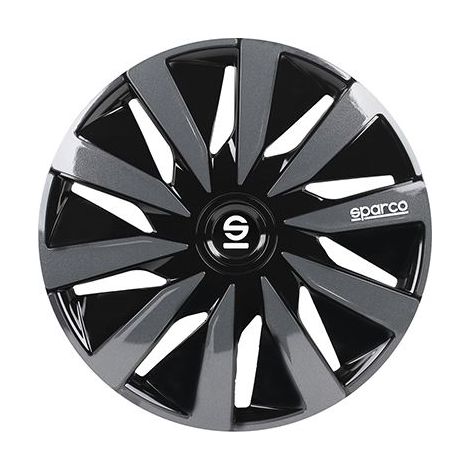 Borchie Set 4 copricerchi 16" pollici copriruota auto Lazio SPC1691BKGR nero grigio